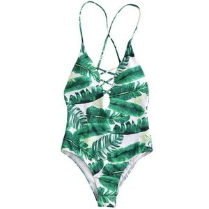 Leaf print Palm and Banana One piece Bathing suit SMALL